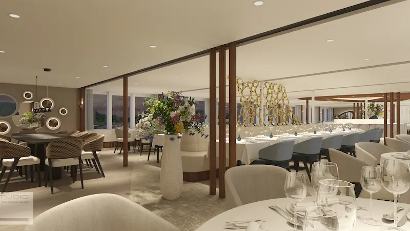 05_Lueftner_Cruises_AMADEUS_Cara_Render_Restaurant_01 Ein großzügiges Restaurant wartet auf die ersten Gäste