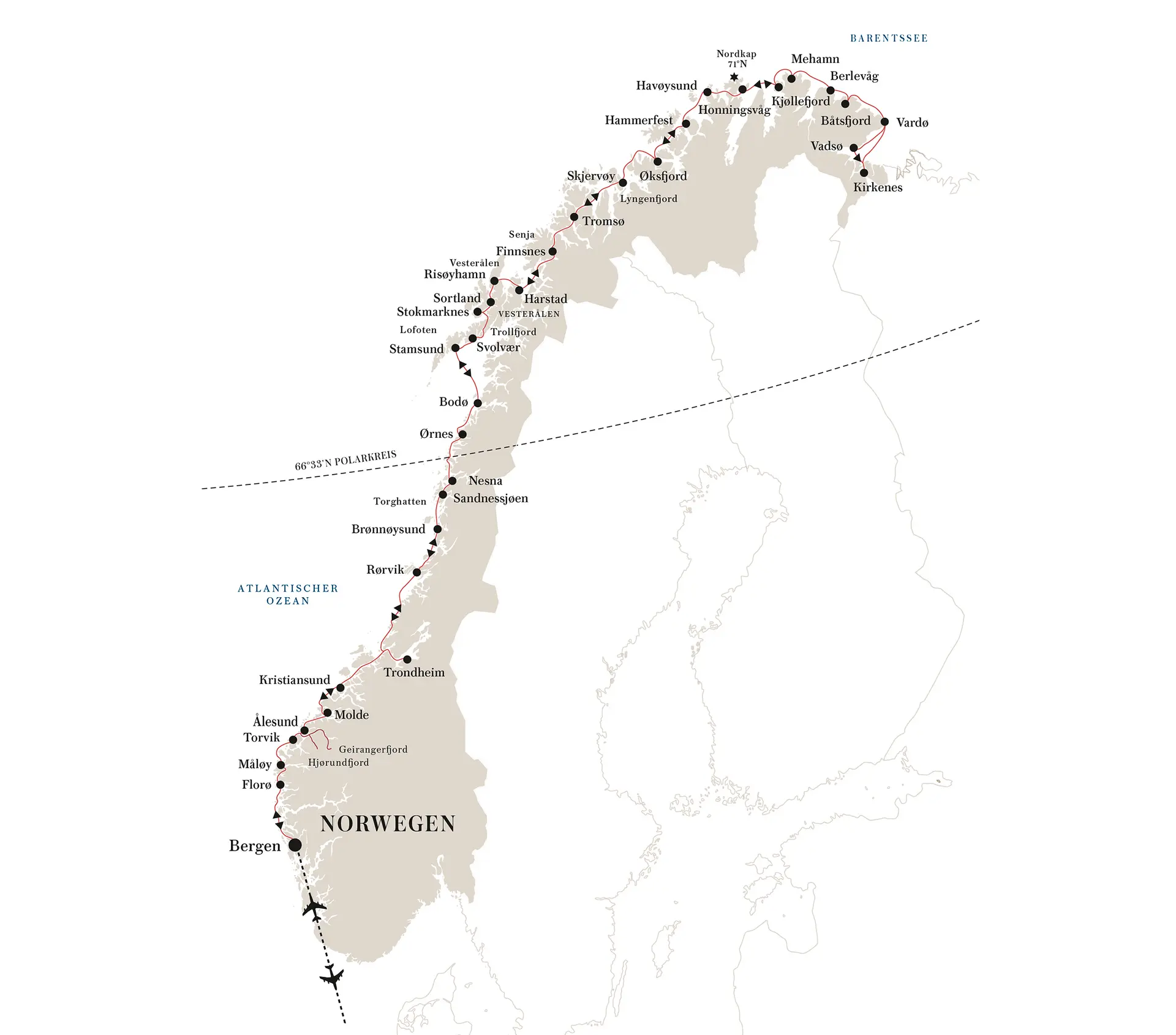 BGO-KKN-BGO_inkl. Linienflug Die klassische Postschiffroute von Hurtigruten